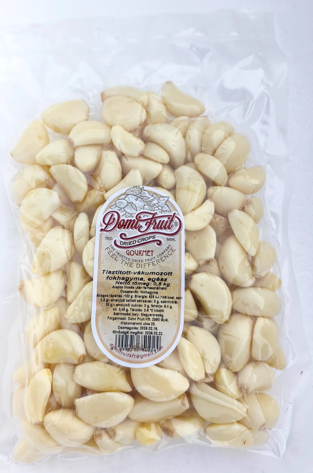 Fokhagyma, tisztított, vákuumcsomagolt, 250 g