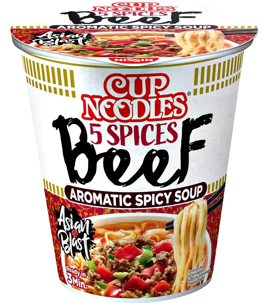 Nissin Cup Noodles, 5 Fűszeres Marha, 64 g