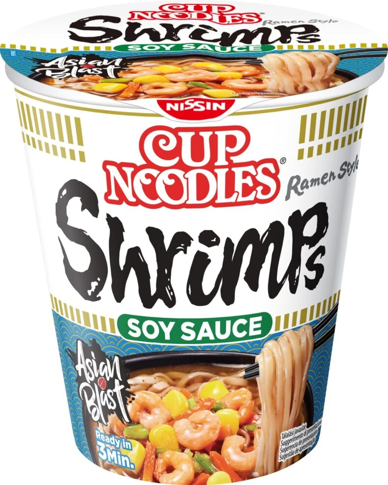 Nissin Cup Noodles Szójaszósz Rák, 63 g
