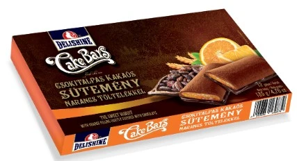 Delishine Csokitalpas Kakaós sütemény narancs töltelékkel, 135 g