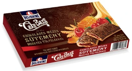 Delishine Csokoládés-Mézes sütemény meggyes töltelékkel, 145 g